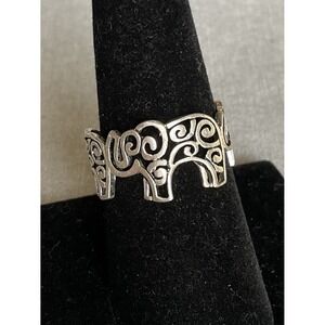 925 IBB Sterling Silver Filigree Elephant Band Ring Size 7 VTG Estate Jewelry